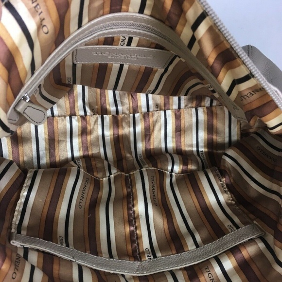 Tignanello Large Beige Leather Satchel Shoulder Bag - Picture 3 of 8